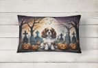 Spooky Halloween Throw Pillow Throw Pillow for Indoor Couch Bed Outdoor Patio Washable, Cavalier Spaniel 2028,12Hx16W