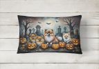 Spooky Halloween Throw Pillow Throw Pillow for Indoor Couch Bed Outdoor Patio Washable, Pomeranian 2068,12Hx16W