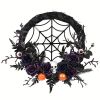 1pc, Prelit Halloween Skull Wreath For Front Door Decor
