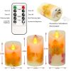 Flameless Candles Lights, Set of 3 Maple Leaf Flickering LED Candles with Remote & Timer, Dimmable LED Pillar Candles Battery Operated