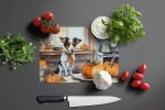 Jack Russell Terrier Fall Kitchen Pumpkins Glass Cutting Board Decorative Tempered Glass Kitchen Cutting and Serving Board Large Size Chopping Board