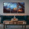 3 Piece Canvas Wall Art Halloween Pumpkin Lantern Painting Artwork for Home Wall Decor,Stretched and Framed 13x16x5