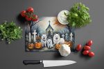 NEW American Eskimo Spooky Halloween Glass Cutting Board Decorative Tempered Glass Kitchen Cutting and Serving Board Large Size Chopping Board