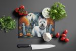 NEW Westie Spooky Halloween Glass Cutting Board Decorative Tempered Glass Kitchen Cutting and Serving Board Large Size Chopping Board