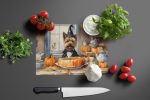 Cairn Terrier Fall Kitchen Pumpkins Glass Cutting Board Decorative Tempered Glass Kitchen Cutting and Serving Board Large Size Chopping Board