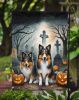 Sheltie Spooky Halloween Garden Flag Mailbox Flag Decorative Yard Flag Banner Outside Patio Artwork Yard Flower Beds, Garden Size, Multicolor