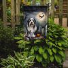 Bearded Collie Spooky Halloween Garden Flag Mailbox Flag Decorative Yard Flag Banner Outside Patio Artwork Yard Flower Beds, Garden Size, Multicolor