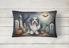 Spooky Halloween Throw Pillow Throw Pillow for Indoor Couch Bed Outdoor Patio Washable, Bearded Collie 2012,12Hx16W