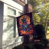 Black French Bulldog Witchy Halloween House Flag Large Porch Sleeve Pole Decorative Outside Yard Banner Artwork Wall Hanging, Polyester, House Size