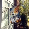 American Eskimo Spooky Halloween House Flag Large Porch Sleeve Pole Decorative Outside Yard Banner Artwork Wall Hanging, Polyester, House Size