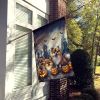 Pomeranian Spooky Halloween House Flag Large Porch Sleeve Pole Decorative Outside Yard Banner Artwork Wall Hanging, Polyester, House Size, Multicolor