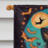 Sheltie Witchy Halloween House Flag Large Porch Sleeve Pole Decorative Outside Yard Banner Artwork Wall Hanging, Polyester, House Size, Multicolor