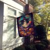 Japanese Chin Witchy Halloween House Flag Large Porch Sleeve Pole Decorative Outside Yard Banner Artwork Wall Hanging, Polyester, House Size