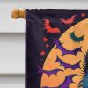 Keeshond Witchy Halloween House Flag Large Porch Sleeve Pole Decorative Outside Yard Banner Artwork Wall Hanging, Polyester, House Size, Multicolor