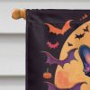 Black French Bulldog Witchy Halloween House Flag Large Porch Sleeve Pole Decorative Outside Yard Banner Artwork Wall Hanging, Polyester, House Size