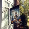 Akita Spooky Halloween House Flag Large Porch Sleeve Pole Decorative Outside Yard Banner Artwork Wall Hanging, Polyester, House Size, Multicolor