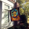 Yellow Labrador Retriever Witchy Halloween House Flag Large Porch Sleeve Pole Decorative Outside Yard Banner Artwork Wall Hanging, Polyester