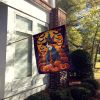 Basenji Witchy Halloween House Flag Large Porch Sleeve Pole Decorative Outside Yard Banner Artwork Wall Hanging, Polyester, House Size, Multicolor