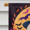 Old English Sheepdog Witchy Halloween House Flag Large Porch Sleeve Pole Decorative Outside Yard Banner Artwork Wall Hanging, Polyester, House Size
