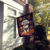Bichon Frise Witchy Halloween House Flag Large Porch Sleeve Pole Decorative Outside Yard Banner Artwork Wall Hanging, Polyester, House Size