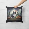 Border Collie Spooky Halloween Throw Pillow Machine Washable, Indoor Outdoor Decorative Pillow for Couch, Bed or Patio, 18Hx18W