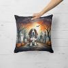 Basset Hound Spooky Halloween Throw Pillow Machine Washable, Indoor Outdoor Decorative Pillow for Couch, Bed or Patio, 18Hx18W