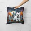 Westie Spooky Halloween Throw Pillow Machine Washable, Indoor Outdoor Decorative Pillow for Couch, Bed or Patio, 18Hx18W