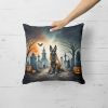 Belgian Malinois Spooky Halloween Throw Pillow Machine Washable, Indoor Outdoor Decorative Pillow for Couch, Bed or Patio, 18Hx18W