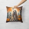 Afghan Hound Spooky Halloween Throw Pillow Machine Washable, Indoor Outdoor Decorative Pillow for Couch, Bed or Patio, 18Hx18W