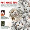 7ft Snow-Flocked Artificial Christmas Tree with Pine Cones, Prelit Xmas Trees