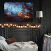 1pc Drop-Shipping Framed Canvas Wall Art Decor Painting For Halloween, Haunted Jack-o-lanterns Farm Painting For Halloween Gift