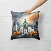American Eskimo Spooky Halloween Throw Pillow Machine Washable, Indoor Outdoor Decorative Pillow for Couch, Bed or Patio, 18Hx18W