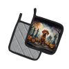 Vizsla Spooky Halloween Pair of Pot Holders Kitchen Heat Resistant Pot Holders Sets Oven Hot Pads for Cooking Baking BBQ, 7 1/2 x 7 1/2