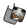 Dinosaurs Spooky Halloween Pair of Pot Holders Kitchen Heat Resistant Pot Holders Sets Oven Hot Pads for Cooking Baking BBQ, 7 1/2 x 7 1/2