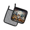 Pomeranian Spooky Halloween Pair of Pot Holders Kitchen Heat Resistant Pot Holders Sets Oven Hot Pads for Cooking Baking BBQ, 7 1/2 x 7 1/2