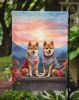 Shiba Inu Two Hearts Garden Flag Mailbox Flag Decorative Yard Flag Banner Outside Patio Artwork Yard Flower Beds, Garden Size, Multicolor