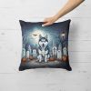 Siberian Husky Spooky Halloween Throw Pillow Machine Washable, Indoor Outdoor Decorative Pillow for Couch, Bed or Patio, 18Hx18W