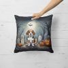 Beagle Spooky Halloween Throw Pillow Machine Washable, Indoor Outdoor Decorative Pillow for Couch, Bed or Patio, 18Hx18W