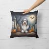 Bearded Collie Spooky Halloween Throw Pillow Machine Washable, Indoor Outdoor Decorative Pillow for Couch, Bed or Patio, 18Hx18W