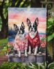 Boston Terrier Two Hearts Garden Flag Mailbox Flag Decorative Yard Flag Banner Outside Patio Artwork Yard Flower Beds, Garden Size, Multicolor