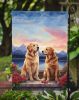 Golden Retriever Two Hearts Garden Flag Mailbox Flag Decorative Yard Flag Banner Outside Patio Artwork Yard Flower Beds, Garden Size, Multicolor