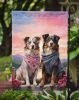 Australian Shepherd Two Hearts Garden Flag Mailbox Flag Decorative Yard Flag Banner Outside Patio Artwork Yard Flower Beds, Garden Size, Multicolor