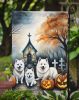 American Eskimo Spooky Halloween Garden Flag Mailbox Flag Decorative Yard Flag Banner Outside Patio Artwork Yard Flower Beds, Garden Size, Multicolor