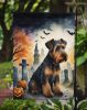 Airedale Terrier Spooky Halloween Garden Flag Mailbox Flag Decorative Yard Flag Banner Outside Patio Artwork Yard Flower Beds, Garden Size, Multicolor