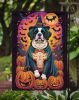 Saint Bernard Witchy Halloween Garden Flag Mailbox Flag Decorative Yard Flag Banner Outside Patio Artwork Yard Flower Beds, Garden Size, Multicolor