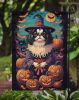 Japanese Chin Witchy Halloween Garden Flag Mailbox Flag Decorative Yard Flag Banner Outside Patio Artwork Yard Flower Beds, Garden Size, Multicolor