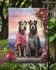 Irish Wolfhound Two Hearts Garden Flag Mailbox Flag Decorative Yard Flag Banner Outside Patio Artwork Yard Flower Beds, Garden Size, Multicolor