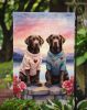 Chocolate Labrador Retriever Two Hearts Garden Flag Mailbox Flag Decorative Yard Flag Banner Outside Patio Artwork Yard Flower Beds, Garden Size