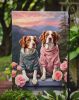 Welsh Springer Spaniel Two Hearts Garden Flag Mailbox Flag Decorative Yard Flag Banner Outside Patio Artwork Yard Flower Beds, Garden Size, Multicolor