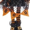 8.3x5x24" Fabric Standing Gnome W/Orange Banner & Spring Body, for Halloween Decor